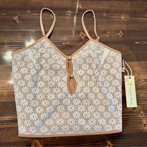 NWT Ocean Drive Women's Daisy Lace Camisole Crop Top M Boho Festival